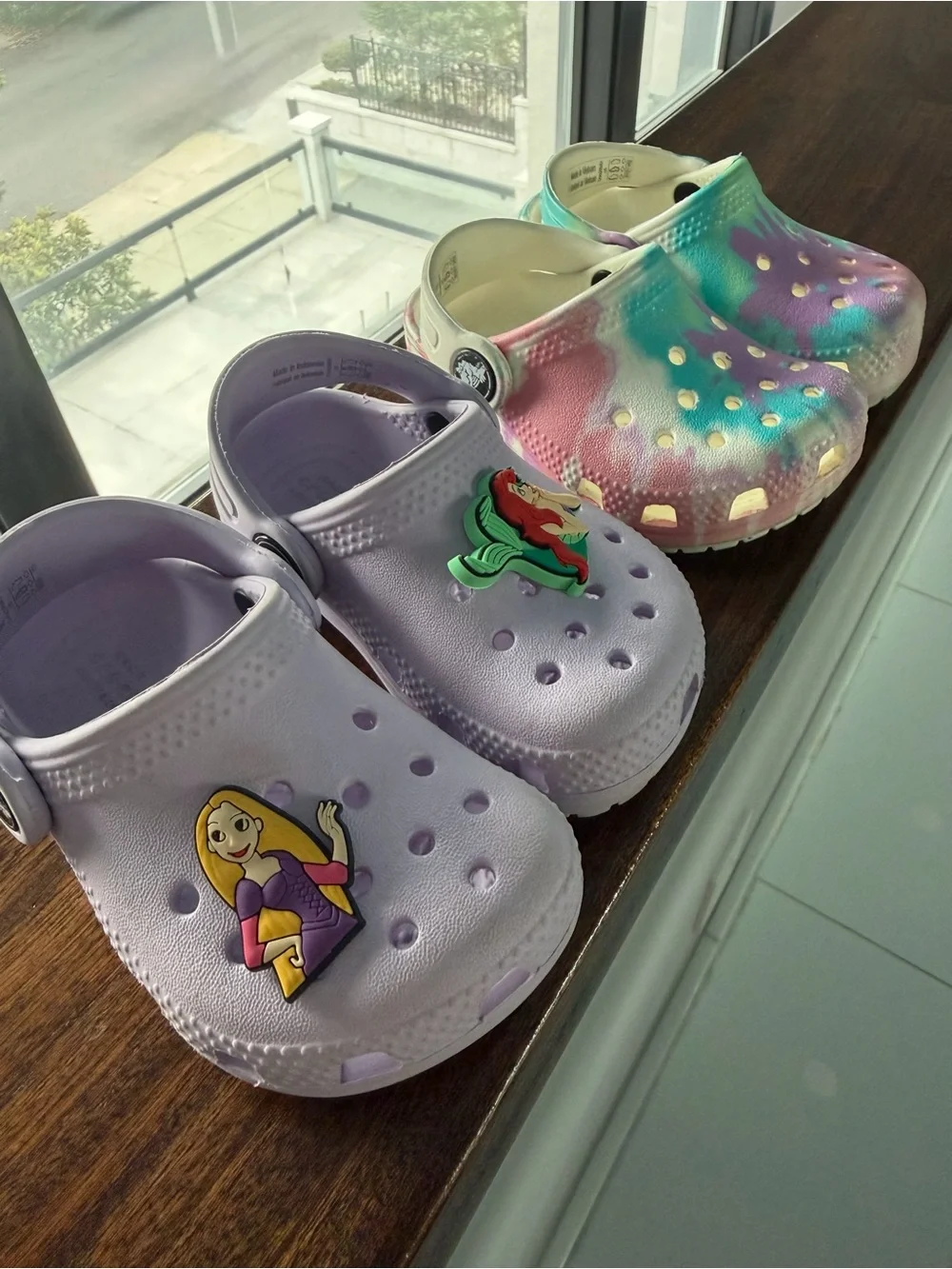CROCS Kids Lilac and Tie-Dye Teal/Pink Clogs - 2-Pack